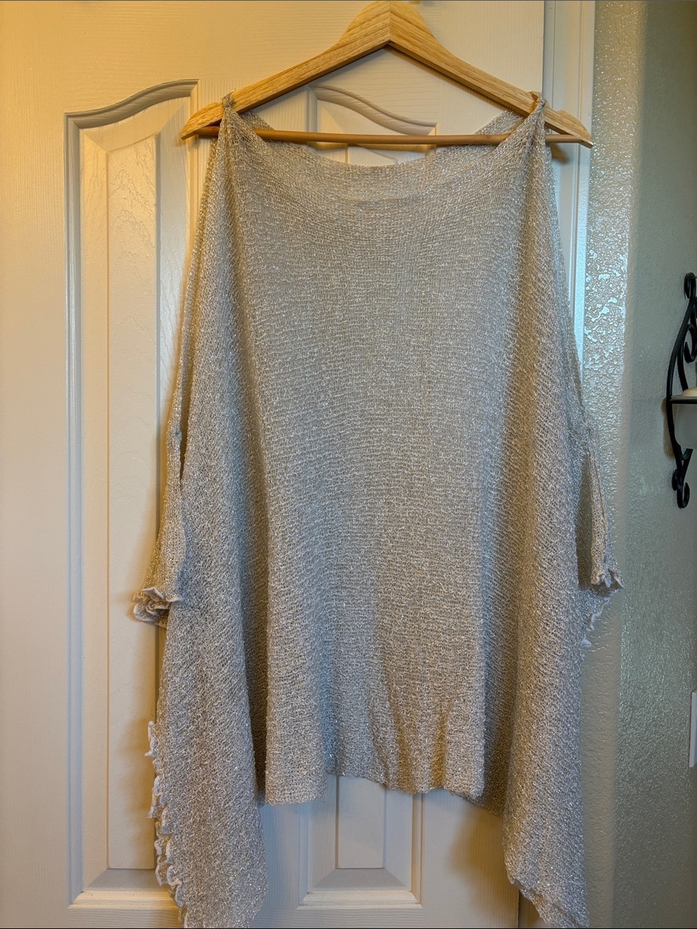 Light Silver Knit Poncho